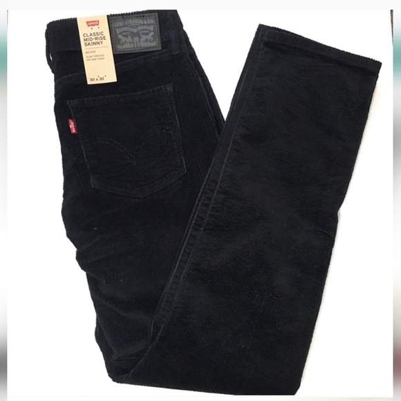 Levi's Denim - Levis Corduroy Black Classic Mid Rise Skinny Corduroy Jeans Pants size 30 and 31
